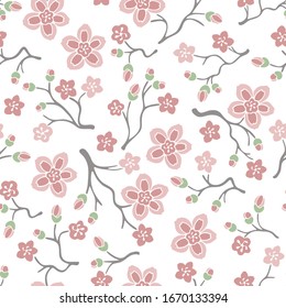 Seamless pattern with sakura blossom. Vector Illustration.