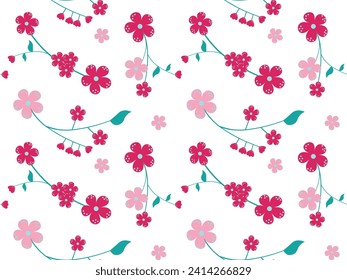seamless pattern with sakura branches, pink spring flowers