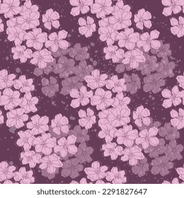 Seamless pattern Sakura with cherry tree blossom. Vintage hand drawn vector illustration in sketch style.