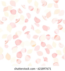 Seamless pattern of sakura falling petals. Vector