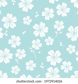 Seamless pattern with Sakura flower on pastel background vector illustration.