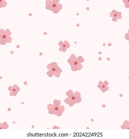 Seamless pattern with Sakura flower on pink background vector illustration.