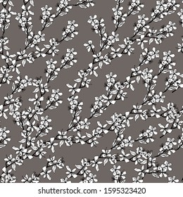 Seamless pattern with sakura flowers. Infinite texture for the design of the season. Paper, textiles, packaging. Handmade. Vector illustration.Print for bed linens, fabric, textiles, wallpaper 