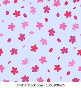 Seamless pattern with sakura flowers. Vector graphics.