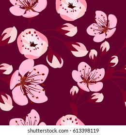 Seamless pattern of sakura. Vector