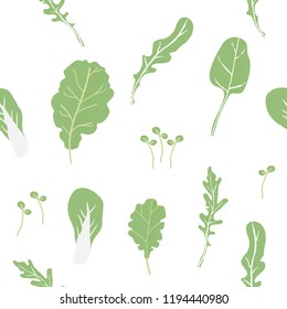 Seamless pattern salad vegetables doodles hand drawn on white Background.printing wallpaper.vector illustration
