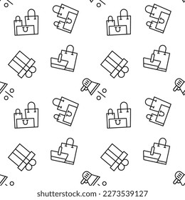 Seamless pattern of sale, announcement, gift, shopping bag. Suitable for shops, web sites and applications, media, backgrounds