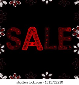 Seamless pattern. Sale. Illustration in red, black colors. Premium handmade vector lettering and calligraphy phrase for invitation, greeting card, t-shirt, prints, social media, banners and posters.