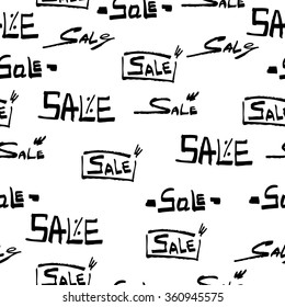 Seamless pattern sale , percentage. vector white background with black text