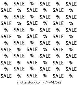 Seamless pattern with Sale text and percent. Black friday sale background