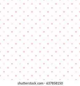 Seamless Pattern of Salmon Pink Hearts on Light Pink Background