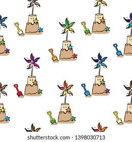 seamless pattern, sand castle on background Vector