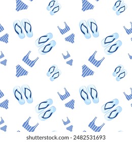 seamless pattern with sandal and swimsuit