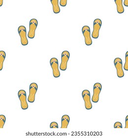 Seamless pattern with sandals and flip-flops. Retro summer background