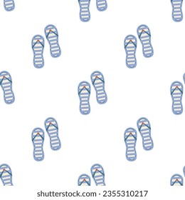 Seamless pattern with sandals and flip-flops. Retro summer background