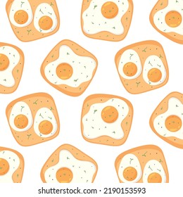 Seamless pattern with sandwiches. Pattern with sandwich and egg. Vector illustration.