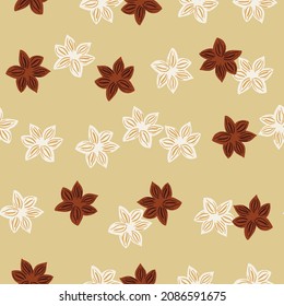 El color beige deslumbra con un patrón incomparable. El vector repite la especia de la plantilla en estilo doodle. Elementos dibujados a mano textura natural para tela, papel envolvente, papel pintado.
