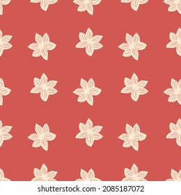 Seamless pattern sanise on bright pink background. Vector repeat template spice in doodle style. Hand drawn elements nature texture for fabric, wrapping paper, wallpaper.