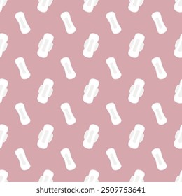 Seamless pattern with sanitary pads. Feminine hygiene. Personal hygiene item for menstruation. Texture with female pad. Wallpaper, design template. Sanitary napkins. flat vector illustration