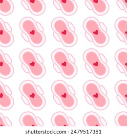 Seamless pattern sanitary pads with heart isolated vector.