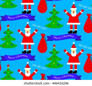 Seamless pattern with Santa and Christmas tree
