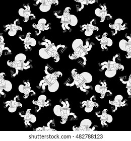 seamless pattern of Santa Claus with bag of gifts graphic vector illustration