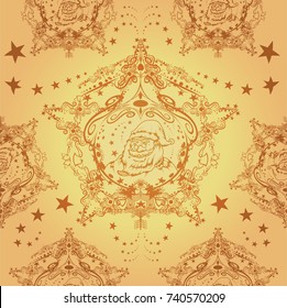 seamless pattern santa Claus Borders vintage pattern Suitable for the art design. 