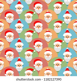 Seamless pattern with Santa Claus. Christmas or new year funny background. Vector illustration. Flat style.