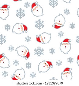 Seamless pattern with Santa Claus and christmas elements.Christmas and New year decoration.Winter background. Pattern for fabric, textile, wrapping paper and other decoration.Vector illustration.