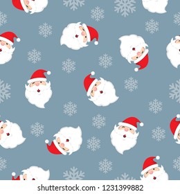 Seamless pattern with Santa Claus and christmas elements.Christmas and New year decoration.Winter background. Pattern for fabric, textile, wrapping paper and other decoration.Vector illustration.