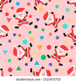 Seamless pattern. Santa Claus Christmas on pink backgound. Vector illustration.