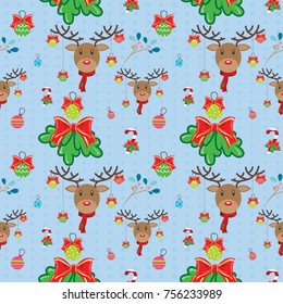 Seamless pattern with santa claus, 
christmas tree, snowman and tree under the snow, 
Background for invitation, poster, greeting cards,
 wallpaper, New year holiday vector illustration,