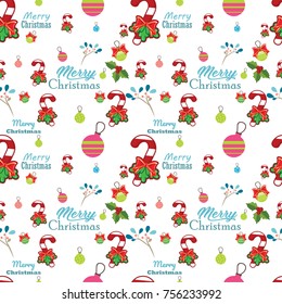 Seamless pattern with santa claus, 
christmas tree, snowman and tree under the snow, 
Background for invitation, poster, greeting cards,
 wallpaper, New year holiday vector illustration,