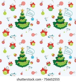 Seamless pattern with santa claus, 
christmas tree, snowman and tree under the snow, 
Background for invitation, poster, greeting cards,
 wallpaper, New year holiday vector illustration,