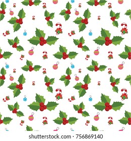Seamless pattern with santa claus, 
christmas tree, snowman and tree under the snow, 
Background for invitation, poster, greeting cards,
 wallpaper, New year holiday vector illustration,