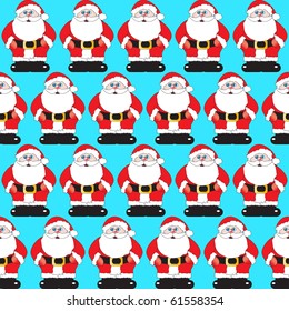 A seamless pattern of Santa Claus figures on blue. EPS10 vector format.