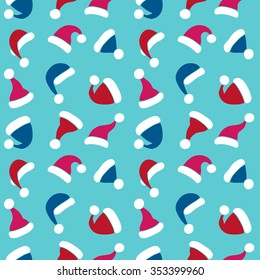 Seamless Pattern with Santa Claus Hats. Vector Illustration
