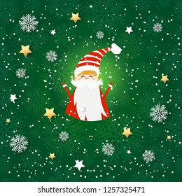 Seamless pattern with Santa Claus. Holiday wallpaper for greeting cards,banners,gift paper.Vector illustration