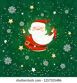 Seamless pattern with Santa Claus. Holiday wallpaper for greeting cards,banners,gift paper.Vector illustration