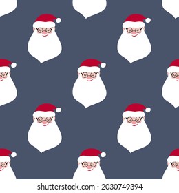 Seamless pattern. Santa Claus on a on gray background. Vector illustration.
