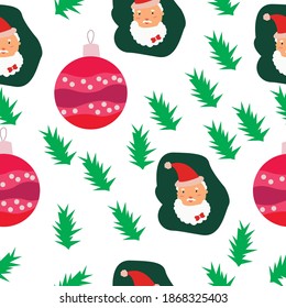 Seamless pattern with Santa Claus and other stuff