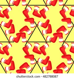 seamless pattern of Santa Claus socks vector illustration