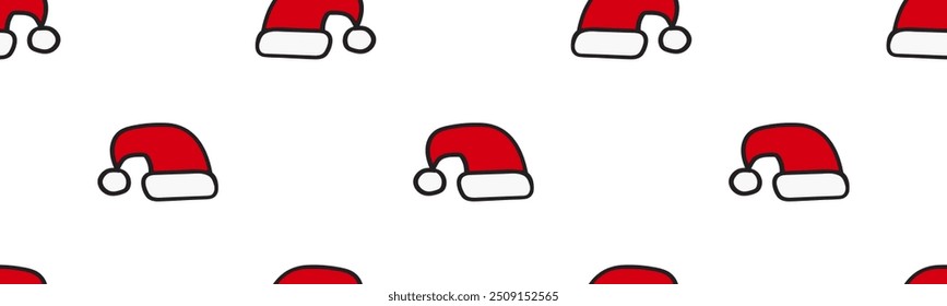 Seamless pattern with Santa hat. Christmas concept. Vector illustration. Graphic design on white background.