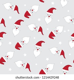 Seamless pattern of Santa hats.