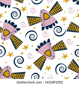 seamless pattern with a satellite on a white background - vector illustration, eps