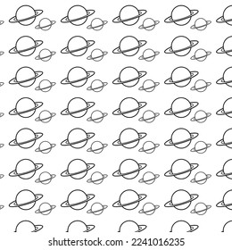 seamless pattern saturn planet sketch with white background