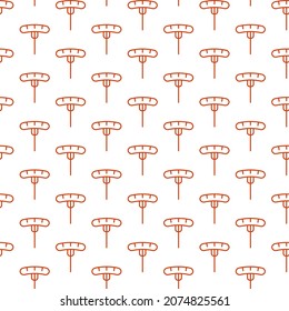 Seamless pattern of sausage in white background with mini doodle (icon). Vector Illustration