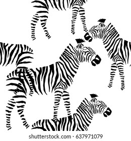 Seamless pattern with savanna animals. Hand drawn sketches. Vector Illustration