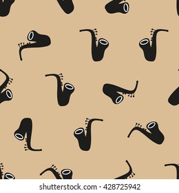 seamless pattern, saxophone art  background design for fabric and decor