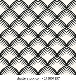 Seamless pattern. Scaled ornament. Geometric stylish background. Vector repeating texture